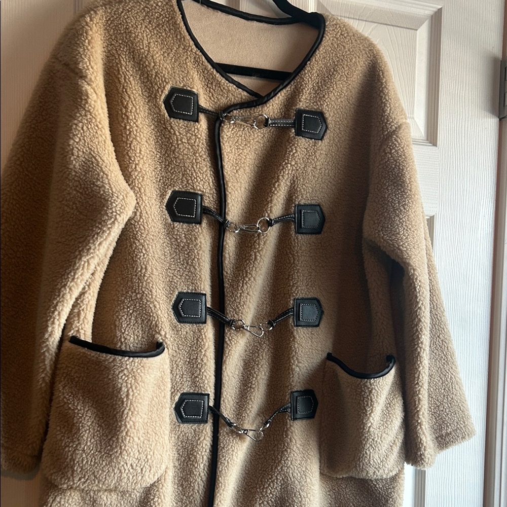 Women's Tan Toggle Coat - Picture 2 of 13